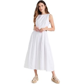 MOON RIVER Women's Sleeveless Side Cut-Out Adjustable Shirred Midi Dress