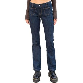 بنطلون جينز Viatabuna ذو تصميم جرس منخفض الارتفاع للنساء من قماش الدنيم ذو قصة ضيقة ومطاطة in Kuwait