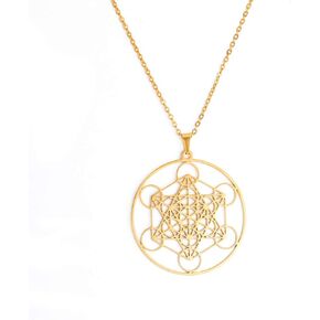 Amaxer Metatrons Cube Necklace for Women Star of David Archangel Metatron Protection Statement Hollowed Out Stainless Steel Chain Pendant Charm Necklace for Women Girls
