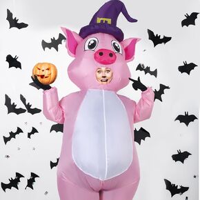 Xaatren Halloween Inflatable Pig Costume Set Cosplay Fancy Dress Pink Pig Costume Adult, Youth, Unisex in Kuwait