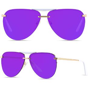 ANDWOOD Aviator Sunglasses Womens Oversized Big Rimless Double Bridge Pilot Sun Glasses