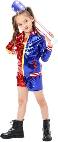 Itopfox Halloween Costumes for Girls -Joker Costumes with Jacket Shorts Tshirt -Easy to Wear for Cool Kids Cosplay Costumes in Kuwait