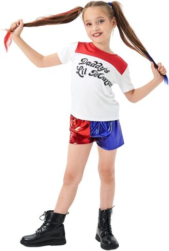 Itopfox Halloween Costumes for Girls -Joker Costumes with Jacket Shorts Tshirt -Easy to Wear for Cool Kids Cosplay Costumes in Kuwait