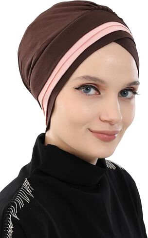 Aisha's Design Pre-tied Instant Turban Head Wraps for Women, 95% Cotton Chemo Headwear, Hijab Scarf 2-Color in Saudi Arabia