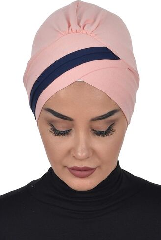 Aisha's Design Pre-tied Instant Turban Head Wraps for Women, 95% Cotton Chemo Headwear, Hijab Scarf 2-Color in Kuwait