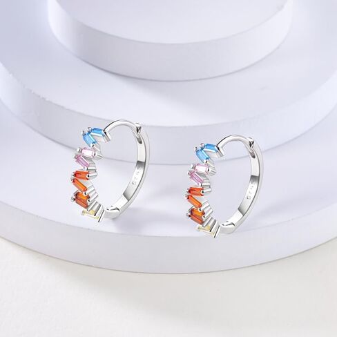 Earrings for Women, 925 Sterling Silver Hoop Earring Jewelry for Women, Colorful Cute Fashion Graduation Birthday Gifts for Teen Girls in Kuwait
