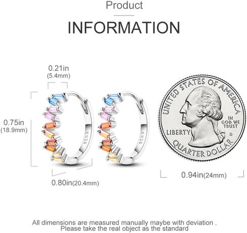 Earrings for Women, 925 Sterling Silver Hoop Earring Jewelry for Women, Colorful Cute Fashion Graduation Birthday Gifts for Teen Girls in Kuwait
