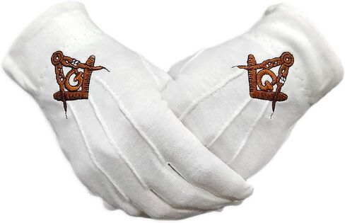 قفازات ماسونية قطنية مربعة ذهبية وبوصلة مطرزة in Kuwait