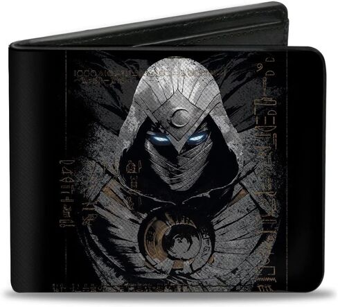 Wallet Bifold PU Moon Knight Hieroglyphics Pose and Logo Black Grays Tans in Saudi Arabia