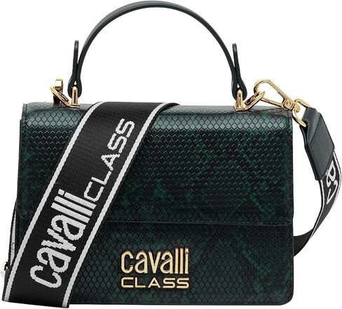 حقيبة كلاس ميلانو بمقبض علوي متوسط من جلد الثعبان بلون اخضر للنساء من كافالي، اخضر، 10 انش (طول) × 2.75 (عمق) × 5.35 (ارتفاع) انش, جريه مارل in Kuwait