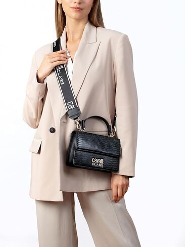 حقيبة كلاس ميلانو بمقبض علوي متوسط من جلد الثعبان بلون اخضر للنساء من كافالي، اخضر، 10 انش (طول) × 2.75 (عمق) × 5.35 (ارتفاع) انش, جريه مارل in Kuwait