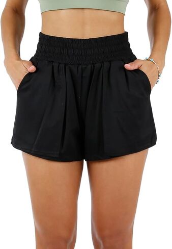 شورت رياضي 2 في 1 من بوتيل للنساء، شورت للجري عالي الخصر مع بطانة شبكية وجيوب أمامية in Kuwait