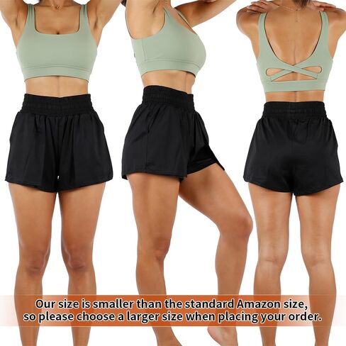 شورت رياضي 2 في 1 من بوتيل للنساء، شورت للجري عالي الخصر مع بطانة شبكية وجيوب أمامية in Kuwait