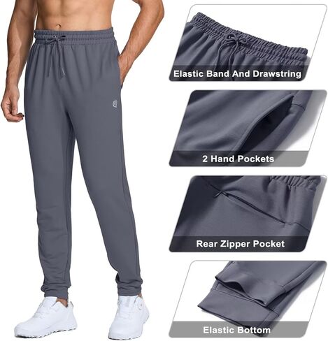 VEBOON بنطال رياضي للجري للرجال سروال رياضي للتمرين في صالة الألعاب الرياضية بنطال رياضي برباط مدبب ناعم ومريح وخفيف الوزن طويل مع جيوب in Kuwait