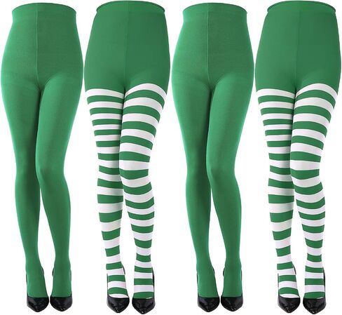 Sumind 4 Pairs Christmas Striped Tights Full Length Tights Thigh High Stocking for Christmas Halloween Costume in Saudi Arabia