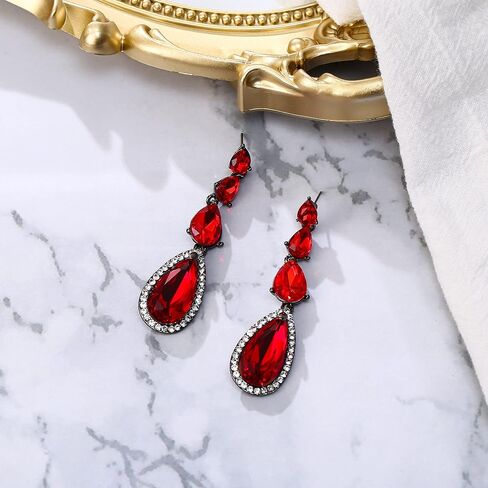 BriLove Women's Elegant Wedding Bridal Multi Teardrop Long Chandelier Dangle Earrings in Saudi Arabia