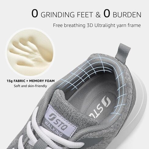 STQ Womens Lightweight Water Resistant Walking Shoes with Arch Support | Cushioned Absorbing Sole, Low Arch Support, Lightweight, For Work, Hiking, Travel, and Casual Wear in Saudi Arabia