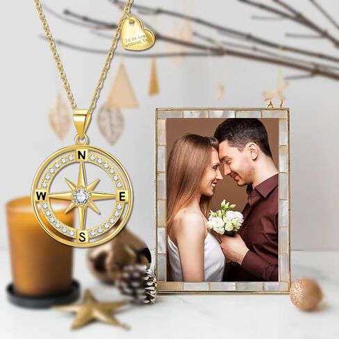 SLOVECABIN 18k Gold Plated Compass Necklace Non Tarnish Compass Pendant Dainty Anniversary Graduation Travel Gifts Jewelry for Women Girls Daughter Wife Friend in Saudi Arabia