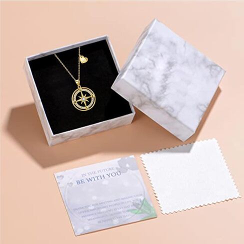 SLOVECABIN 18k Gold Plated Compass Necklace Non Tarnish Compass Pendant Dainty Anniversary Graduation Travel Gifts Jewelry for Women Girls Daughter Wife Friend in Saudi Arabia