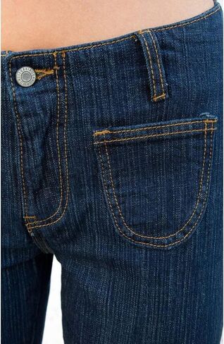 بنطلون جينز Viatabuna ذو تصميم جرس منخفض الارتفاع للنساء من قماش الدنيم ذو قصة ضيقة ومطاطة in Kuwait