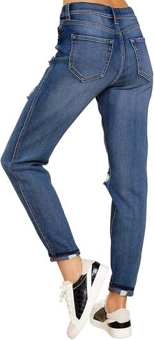 بنطلون جينز Vetinee نسائي مرتفع الارتفاع مدمر ومغسول من قماش الدنيم الممزق in Kuwait