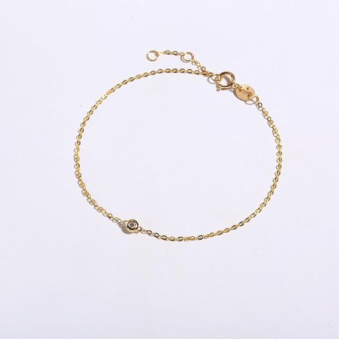 Carleen 18K Solid Gold Solitaire Genuine Bezel Set Small Tiny Round Diamond Layered Mixed Dainty Bracelet Minimalist Delicate Fine Jewelry For Women Girls in Kuwait