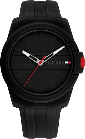 Tommy Hilfiger Casual 3H Quartz Watch - Sporty Silicone Wristwatch for Men - Water-Resistant up to 5 ATM/50 Meters - Premium Fashion for Everyday Wear - 44mm in Saudi Arabia