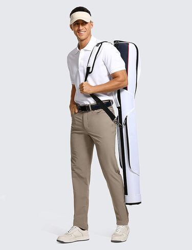 CRZ YOGA Men's Stretch Golf Pants - 33"/35'' Slim Fit Work Pants Stretch Waterproof 5-Pocket Thick Travel Pants in Kuwait