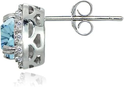 Sterling Silver Round-cut Halo Colored European Crystals Stud Earrings for Girls Women in Kuwait