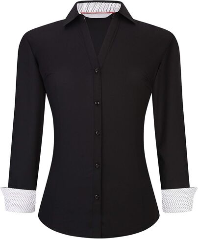 قميص Alex Vando للسيدات بأزرار سفلية وخالي من التجاعيد وبلوزة عمل كاجوال بأكمام طويلة in Kuwait