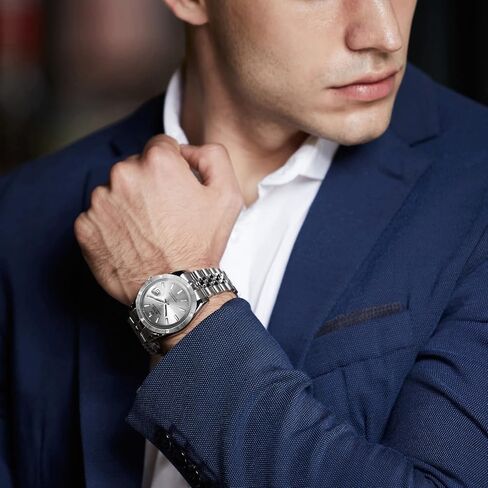 BUREI Mens Watch Luxury Automatic Self-Winding Watches Date Sapphire Crystal Business Stainless Steel Watches for Men 41MM in Kuwait