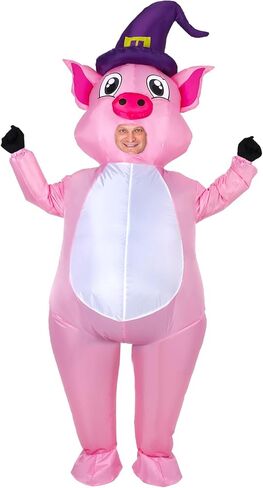 مجموعة أزياء Xaatren للهالوين الخنزير القابلة للنفخ، زي تنكري بتصميم خنزير وردي للبالغين، الشباب، للجنسين in Kuwait
