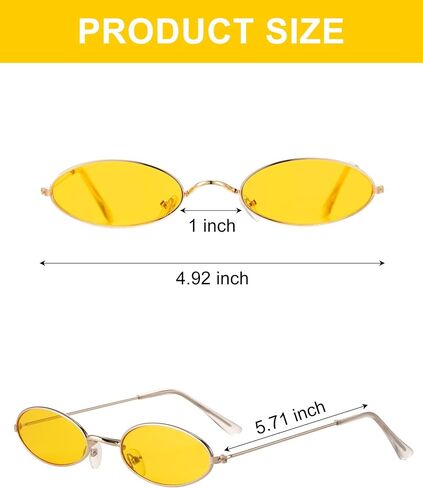 18 Pairs Vintage Slender Oval Sunglasses Small Metal Frames Designer Gothic Glasses Candy Colors Retro Hippie Eyewear for Women Men in Saudi Arabia