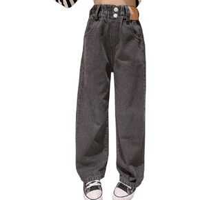 YaYabroe Girls Baggy Jeans Casual Wide Leg Denim Pants Jeans Kids Clothes Size 5-14 Years