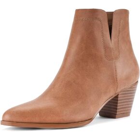 جزمة للكاحل للنساء من ليسيز بكعب متوسط الكتلة ومقدمة مدببة من الجلد، جزمة انيقة على شكل حرف V وفتحة خلفية وسحاب خلفي للخريف in Kuwait