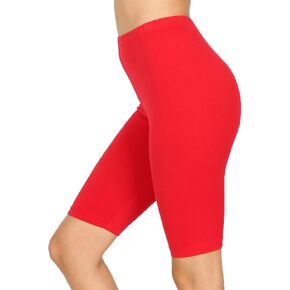 سروال برمودا نسائي قصير من القطن بخصر عالٍ لركوب الدراجة بطول 25.4 سم (ياقوتي، 2X) in Kuwait