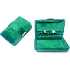 muchly rectangle Velvet Ring Box, Cute Classical Ring Bearer,Premium Gorgeous Vintage Double Slots Ring Box for Engagement,Proposal,Wedding(grey)…