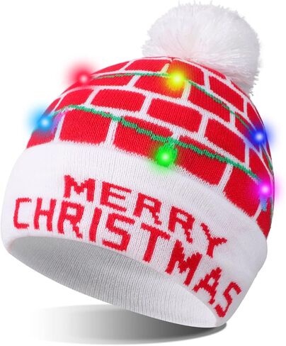 TAGVO LED Light Up Hat Beanie Knit Cap, Colorful LED Xmas Christmas Beanie in Kuwait