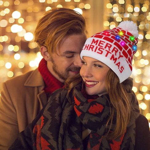 TAGVO LED Light Up Hat Beanie Knit Cap, Colorful LED Xmas Christmas Beanie in Kuwait