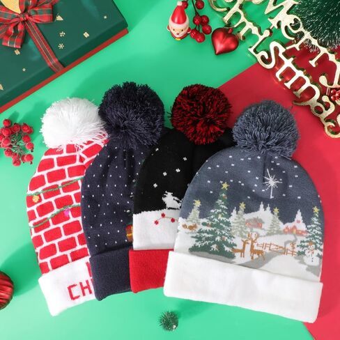 TAGVO LED Light Up Hat Beanie Knit Cap, Colorful LED Xmas Christmas Beanie in Kuwait