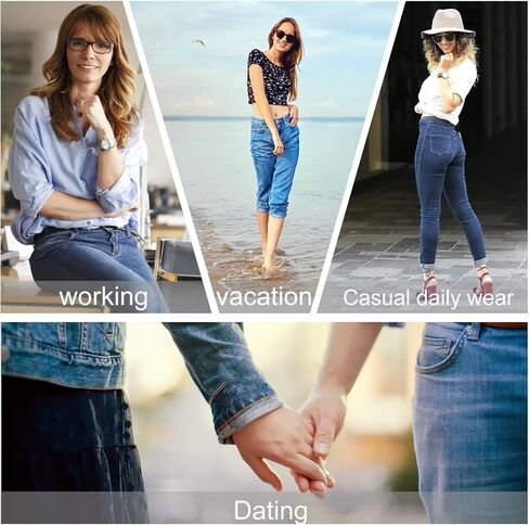 بنطال جينز ضيق للنساء بخصر عالٍ وقابل للتمدد ومريح ومريح ومتعرج وقصة ضيقة مع جيب كلاسيكي in Kuwait