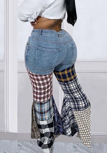 DINANG سروال نسائي هامشي بخصر منخفض جينز من الأسفل من قماش الدنيم منقوش 90s خريف راعية البقر الغربية بانت قلم رصاص أزرق على شكل حرف a in Kuwait