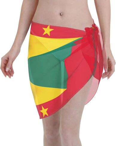 FNQKMLEP Bisexual Pride Flag Swimsuit Cover Up for Women Beach Wrap Skirt Bikini Chiffon Smock Swimsuit in Saudi Arabia