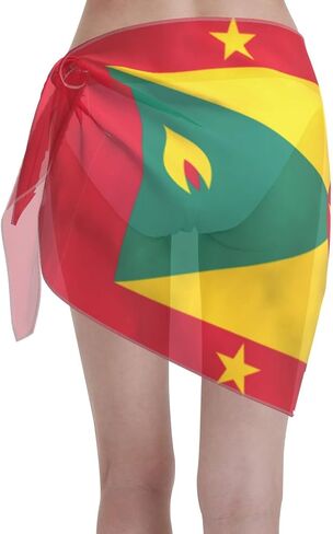 FNQKMLEP Bisexual Pride Flag Swimsuit Cover Up for Women Beach Wrap Skirt Bikini Chiffon Smock Swimsuit in Saudi Arabia