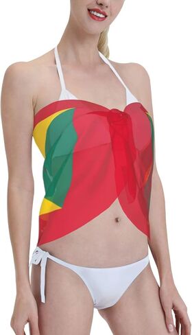 FNQKMLEP Bisexual Pride Flag Swimsuit Cover Up for Women Beach Wrap Skirt Bikini Chiffon Smock Swimsuit in Saudi Arabia