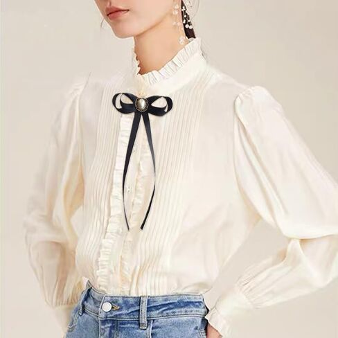 JKQBUX Women's Brooch Pin pearl Jk preppy style Pre Neck Tie Wedding Party Bow for Women Girls Student Bow Tie accessory Shirt ornament in Kuwait