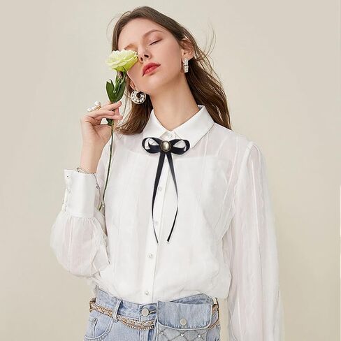 JKQBUX Women's Brooch Pin pearl Jk preppy style Pre Neck Tie Wedding Party Bow for Women Girls Student Bow Tie accessory Shirt ornament in Kuwait