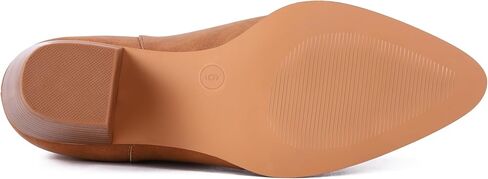 جزمة للكاحل للنساء من ليسيز بكعب متوسط الكتلة ومقدمة مدببة من الجلد، جزمة انيقة على شكل حرف V وفتحة خلفية وسحاب خلفي للخريف in Kuwait