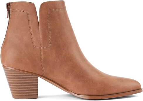 جزمة للكاحل للنساء من ليسيز بكعب متوسط الكتلة ومقدمة مدببة من الجلد، جزمة انيقة على شكل حرف V وفتحة خلفية وسحاب خلفي للخريف in Kuwait