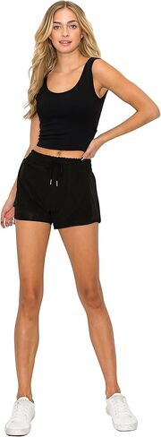 EttelLut - شورت نسائي لراكبي الدراجات النارية والتمارين الرياضية والجيم والجري واليوجا والتمارين الرياضية والتنس وكرة السلة مع جيبين بسحاب in Kuwait